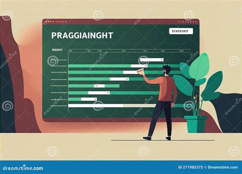 Project Manager Working With Gantt Chart Planning Schedule Tracking