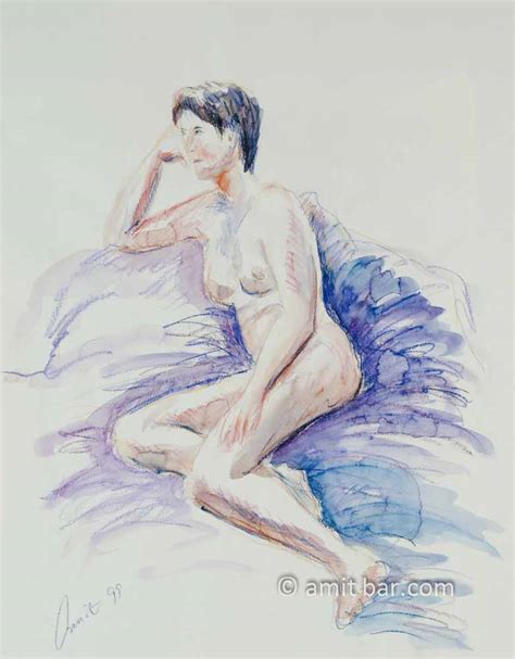 Leaning Nude In Brown And Purple Amit Bar Art