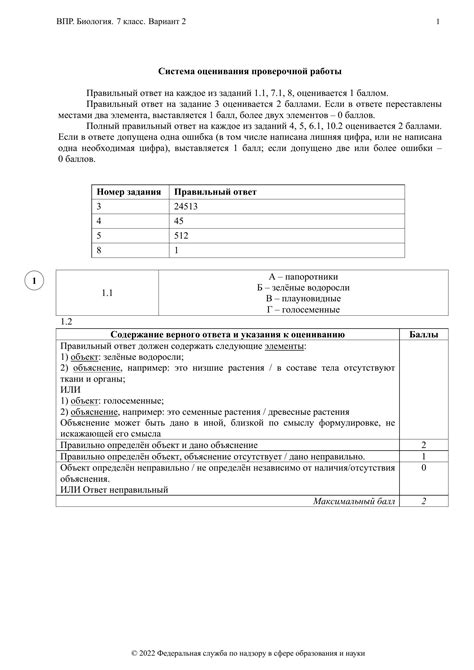 ВПР по биологии 7 класс - 2 комплект заданий - 2 вариант (ответы ...