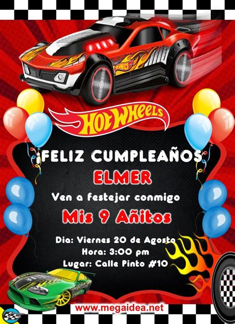 Invitaci N De Hot Wheels Para Tu Fiesta De Cumplea Os