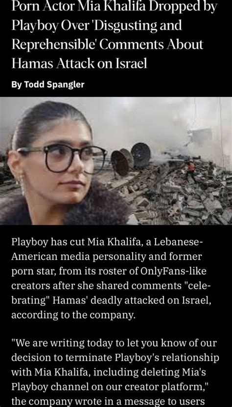 Porn Actor Mia Khalifa Dropped By Playboy Over Disgusting And Reprehensible Comments About