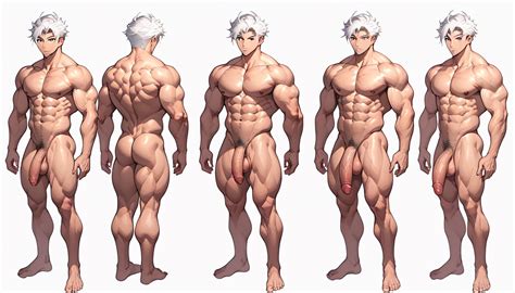 White Background Clean Shaven Black Eye Color AI Gay Porn