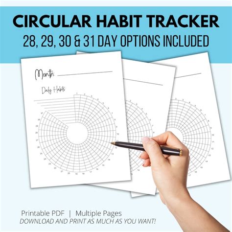 Monthly Habit Tracker Printable Circular Routine Checklist Etsy