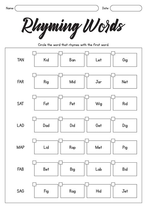 Rhyming Words Worksheet For Grade 1