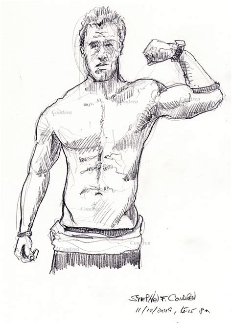 Hot Shirtless Male 337A Pencil Figure Drawing Stephen Condren