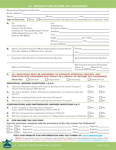 City Of Detroit Tax Clearance 2018 2024 Form Fill Out And Sign