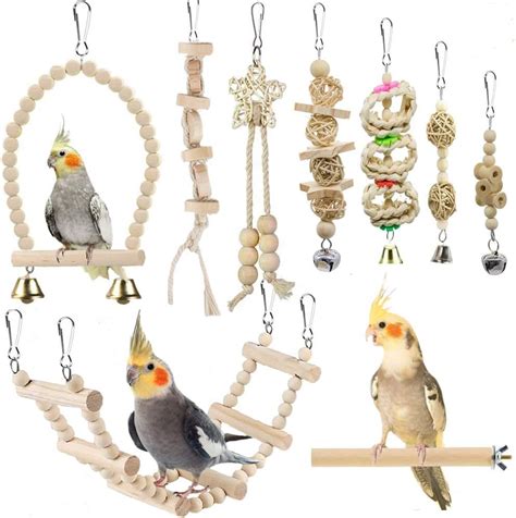 Bird Parrot Swing Toys Chewing Standing Hanging Perch Hammock Climbing