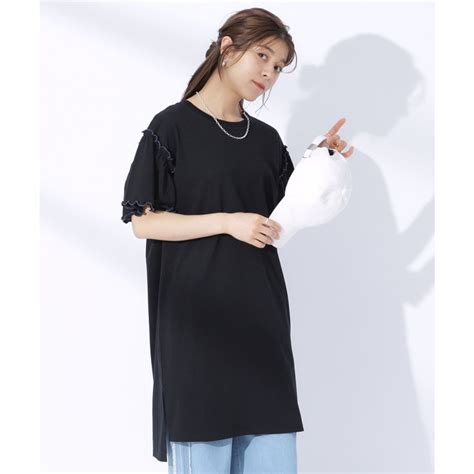 キューティーブロンド Cutie Blonde 配色メロウがポイント お袖フリルチュニックワンピース ブラック 019 ファッション通販 MAGASEEK マガシーク