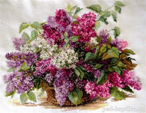 Сирень. вышивка "крестом" станет прекрасным дополнением в вашем интерьере