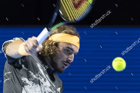 Greeces Stefanos Tsitsipas Action During His Editorial Stock Photo