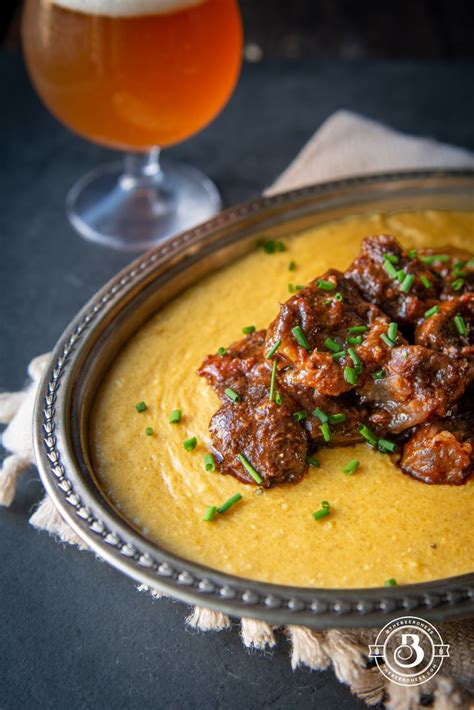 Sriracha Stout Braised Beef Shanks Over Gouda Polenta Domestic Fits