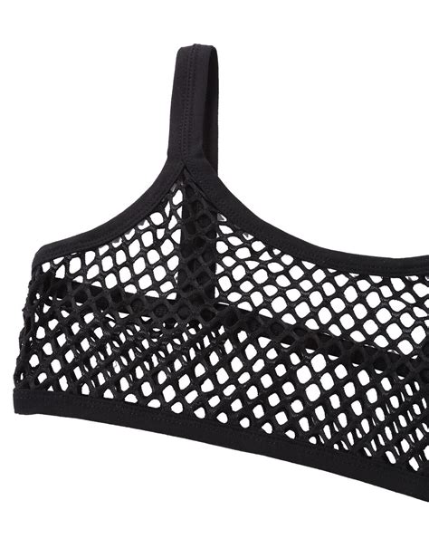 Womens Sheer Fishnet Cropped Tank Top Strappy Bikini Bra Tops Lingerie Nightwear Ebay