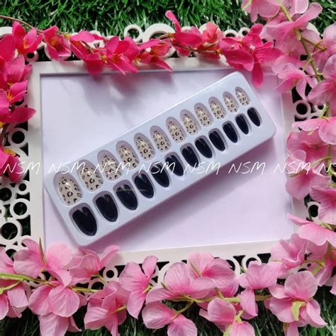 Black And Nude Leopard Print Press On Nails Nail Supplies Mumbai
