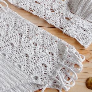 High Waist Crochet Swimsuit Lace High Waisted Crochet Bikini Set Lace Up Handmade Crochet