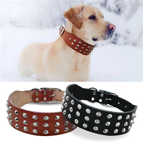 Cool Rivets Studded Best Genuine Leather Pet Dog Collars For Small ...