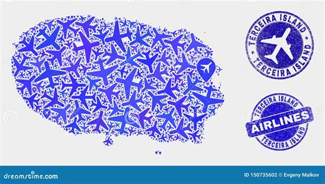 Aerial Composition Vector Terceira Island Map and Grunge Stamps Stock ...