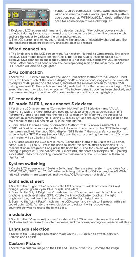 Aula F Pro Key Hot Swappable Intelligent Screen Mechanical Transparent Keyboard With Rgb