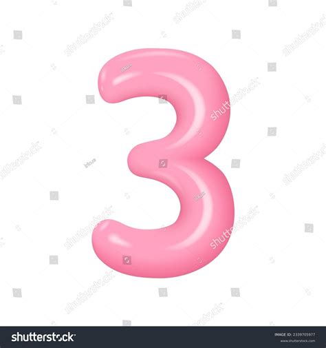 3d Plastic Pink Numbers 3 Highlights Stock Vector (Royalty Free ...