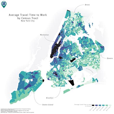 Average Travel Time to Work by Census Tract - New York City | Bureau of