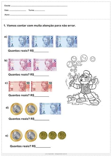 Atividades Com Sistema Monetário Vamos Contar Atividades Sistema