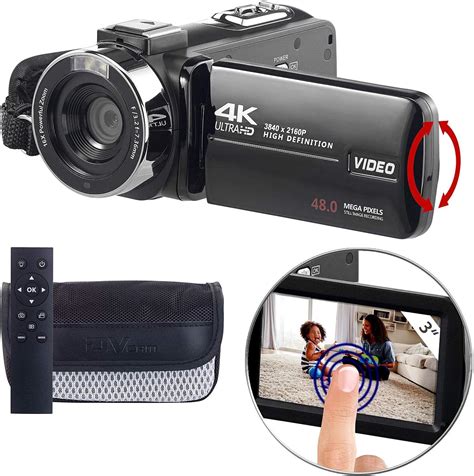 Somikon 4K-UHD-Camcorder mit Sony-Sensor; Touch-Display, HD mit 120 B ...