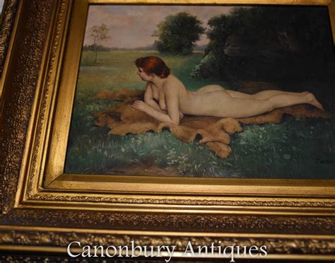 Victorian Oil Painting Nude Female Portrait Signed