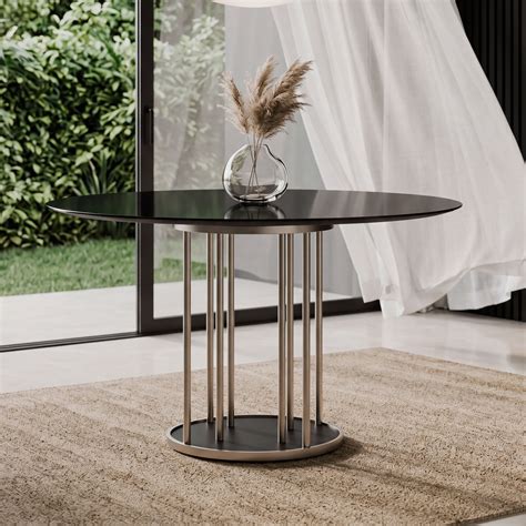 Base Para Mesa Redonda - Base para Mesa Redonda Arkadina Jantar em Aço Carbono Champagne para ...