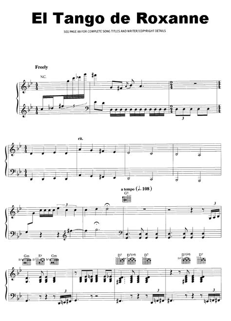 El Tango De Roxanne Piano Sheet Music Easy Sheet Music