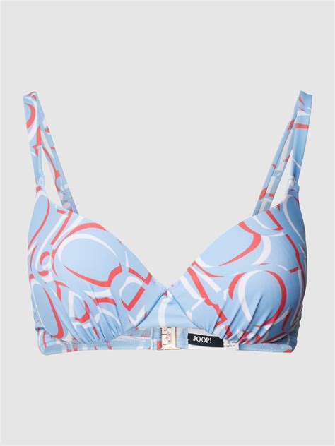 Kup online JOOP BODYWEAR Top bikini ze wzorem na całej powierzchni model Marinha jasnoniebieski