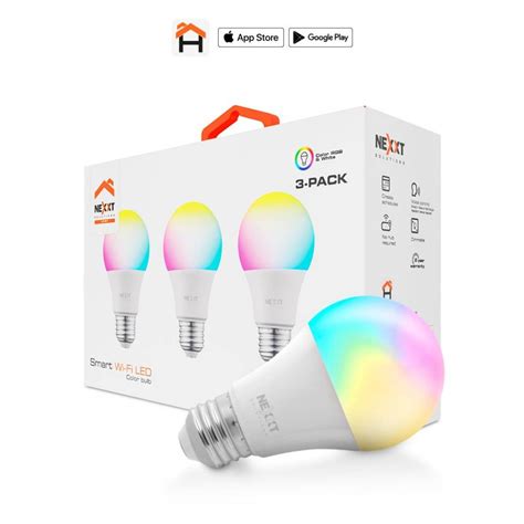 Kit 3 Lámparas LED Smart Wi Fi Nexxt NHB C120 RGB 9W Inteligente HOGAR