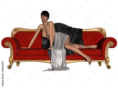 Sexy Nude Girl Posing On A Sofa Stock Illustration Adobe Stock