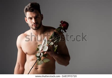 Sexy Naked Man Holding Rose Flower Stock Photo 1681993720 Shutterstock