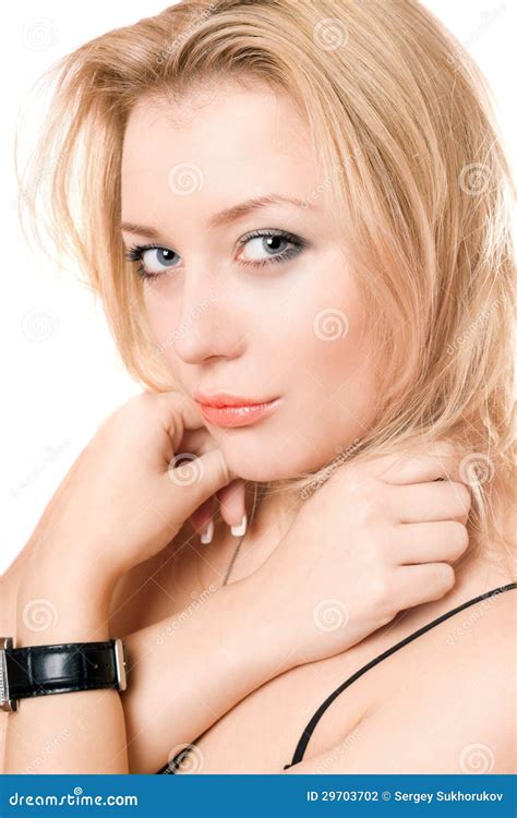 Closeup Portrait Of A Playful Attractive Blonde Stock Photo Image Of Attractive Beauty 29703702