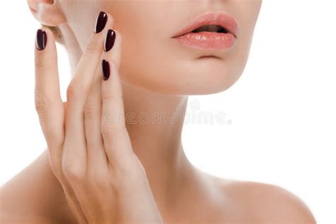 Cropped View Of Naked Woman Touching Stock Image Image Of Purity Girl 237070445