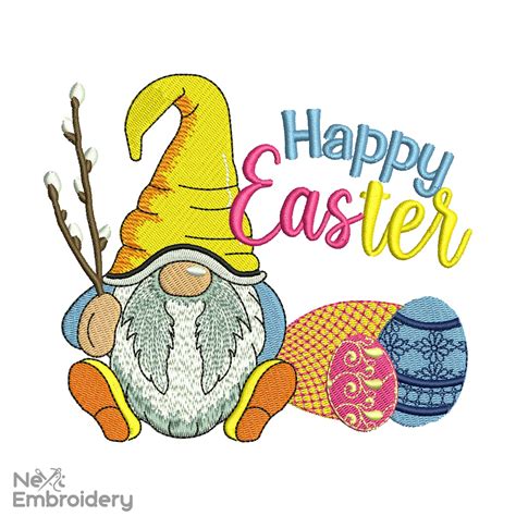 Happy Easter Gnome Embroidery Design Nextembroidery