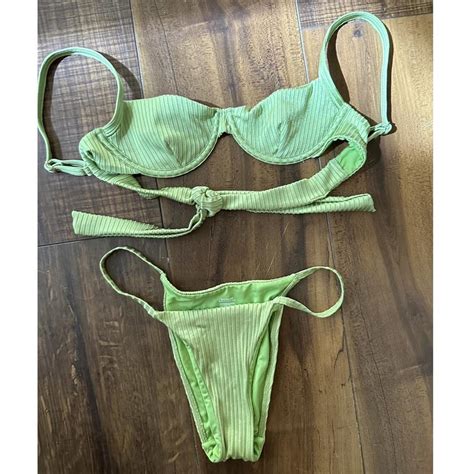 Monday Swimwear Bikini Ribbed Pear Top Is P Petite Depop