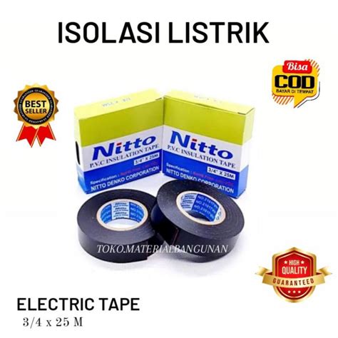 Jual NITTO ISOLASI LISTRIK 3 4 X 25 M ORIGINAL LEM TAPE HITAM PVC KABEL