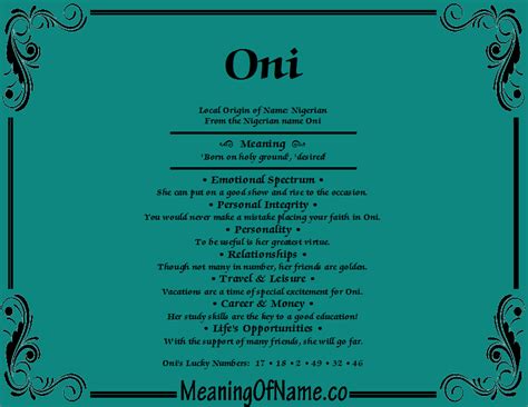 Oni - Meaning of Name