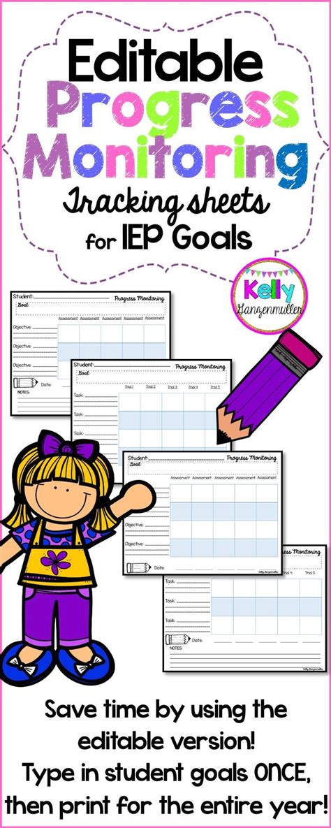 Progress Monitoring Editable Iep Goal Tracking Sheets For Special Education Iep Goals Special