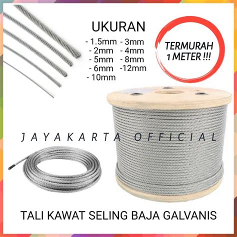 jual kawat tali seling baja galvanis    mm kabel seling wire rop