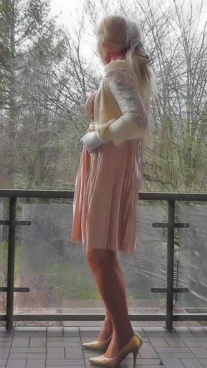 Memorable Moment From Wanking On A Winday Day In My Shiny Pleated Satin Gown Shemale Porn