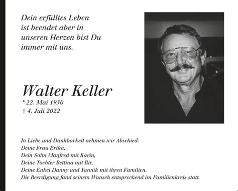 Traueranzeigen Von Walter Keller Schwaebische De Trauerportal