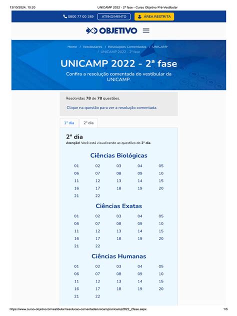 Gabarito Unicamp 2022 - Gabarito Unicamp 2fase - 2dia 2022 | PDF
