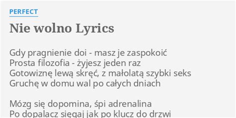 Nie Wolno Lyrics By Perfect Gdy Pragnienie Doi