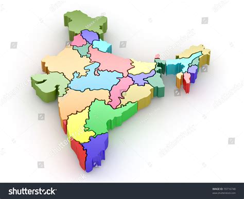 Threedimensional Map India On White Isolated Stock Illustration ...