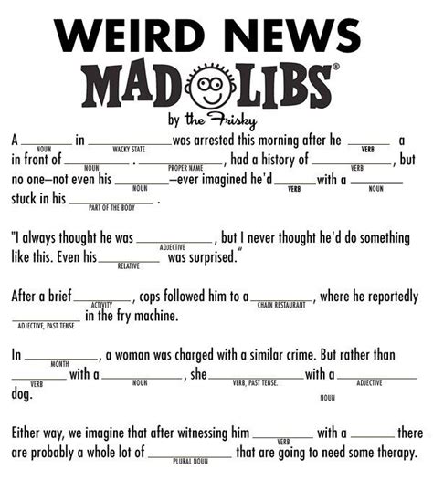 Mad Libs Fourth Grade