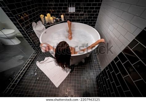 Gorgeous Brunette Model Poses Nude While Stock Photo 2207963125 Shutterstock