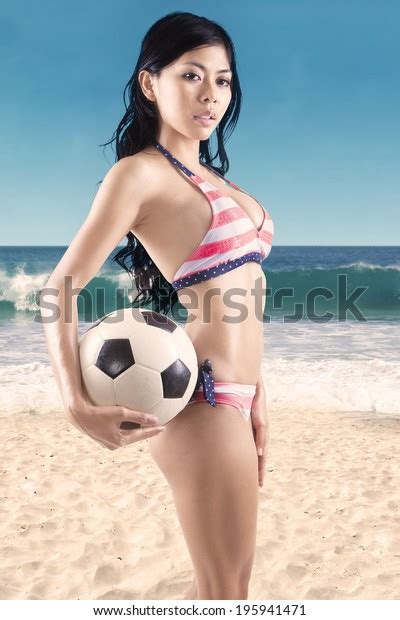 Sexy Woman Bikini Holding Soccer Ball Stock Photo 195941471 Shutterstock