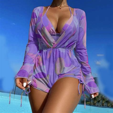 Qipopiq Bikinis For Women With Bikini Cover Up Piece Swimsuit Print