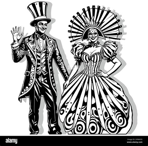 Couple At The Masquerade Ball In Costumes Stock Vector Image And Art Alamy